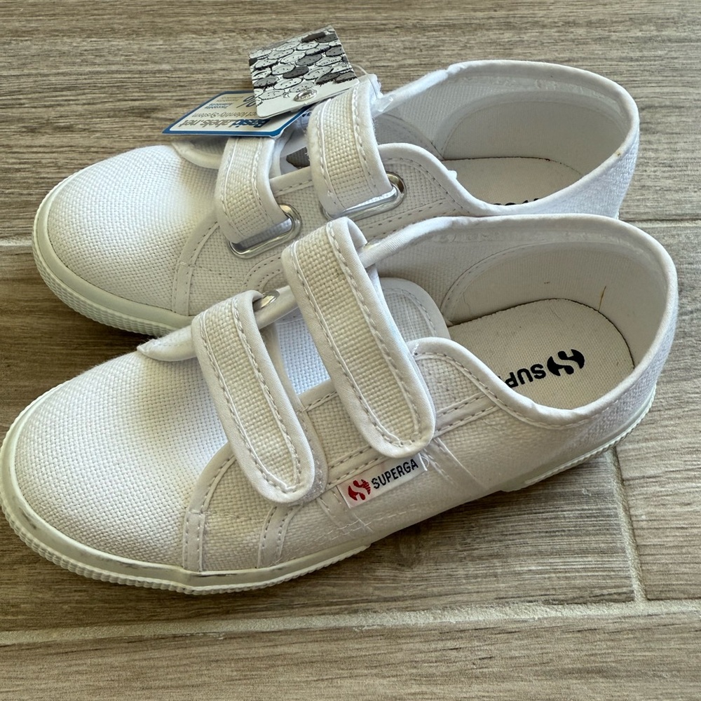 Brand New - Superga Girls JVEL Classic White Velcro